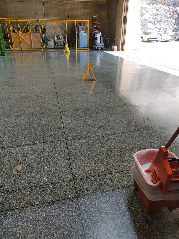 Polished public facility floor maintained by JSD