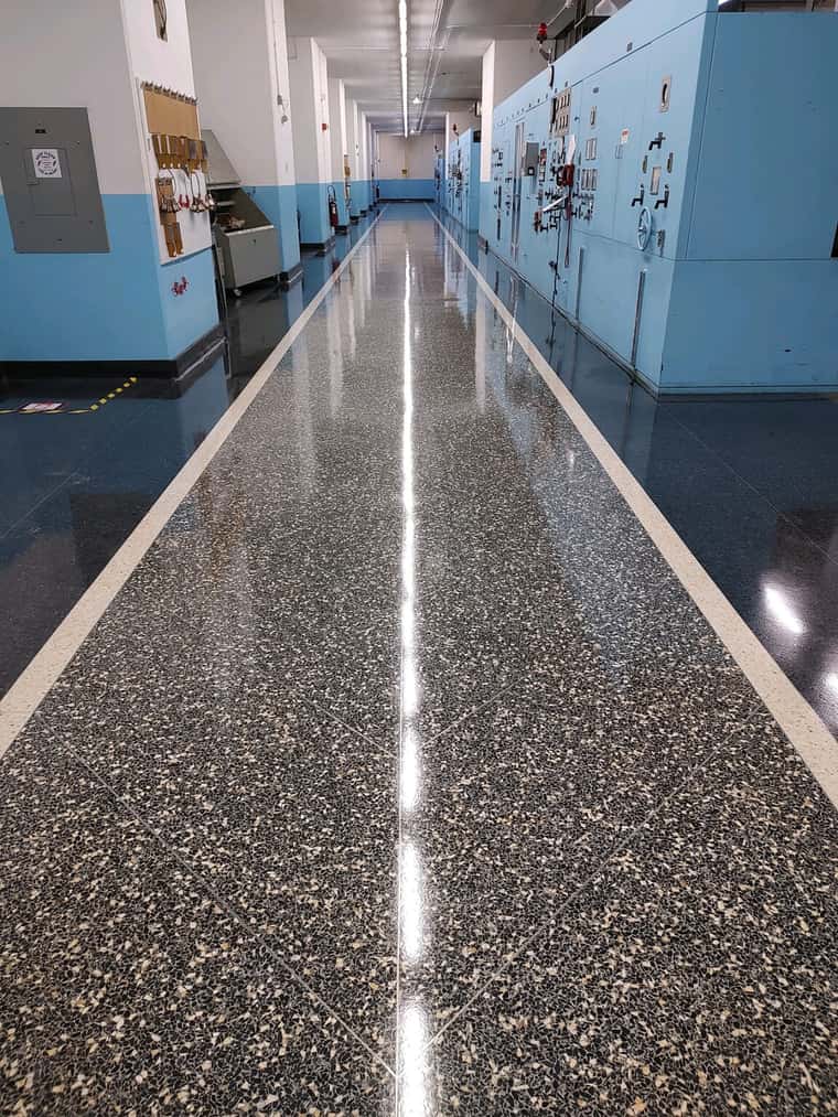 Polished facility corridor cleaned by JSD
